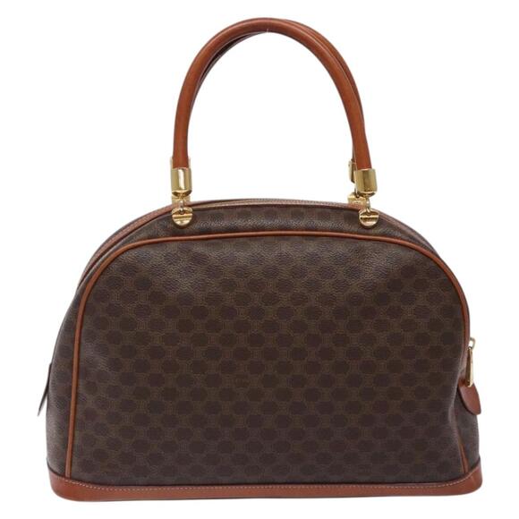 CELINE Macadam Canvas Hand Bag Pvc Leather Brown Gold - Picture 3 of 13